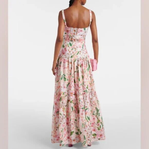 Agua By Agua Bendita lima jardiniera' floral-print linen maxi dress - Picture 2 of 16